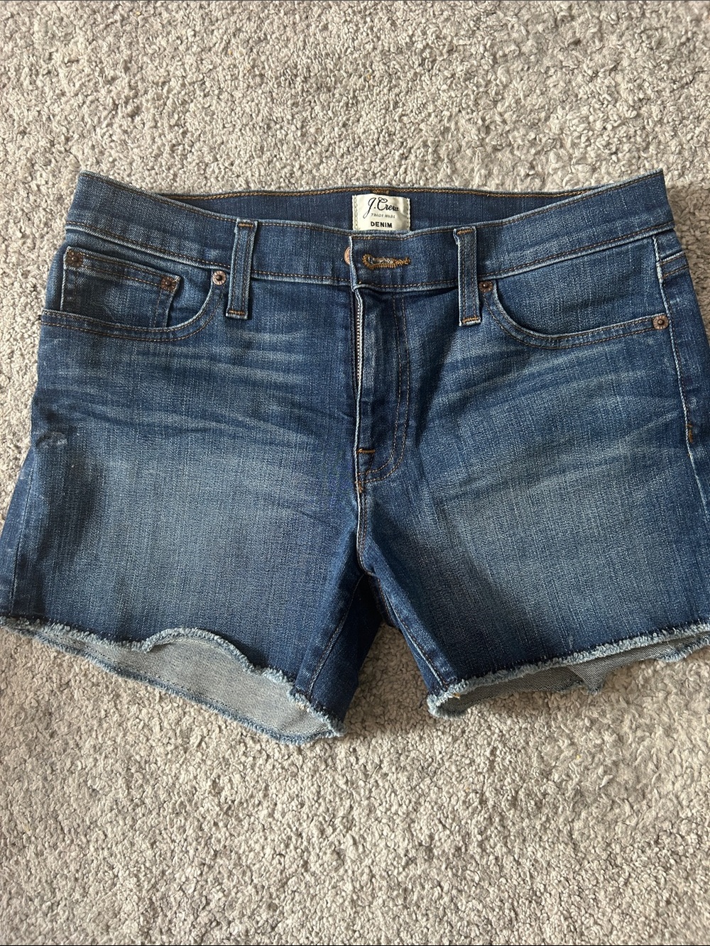J. Crew Dark Wash Frayed Denim Cutoff Shorts